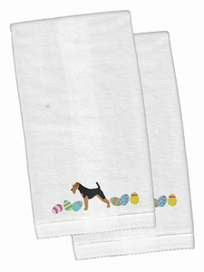 Easter Dog Design White Embroidered Plush Hand Towel Set of 2 - 652259232284