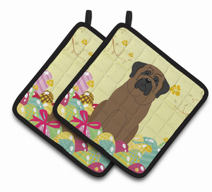 Easter Eggs Dog Pair of Pot Holders - 638508766748