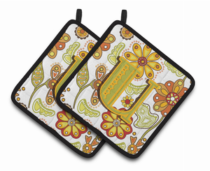 Monogram Floral Pair of Pot Holders - 638508386625