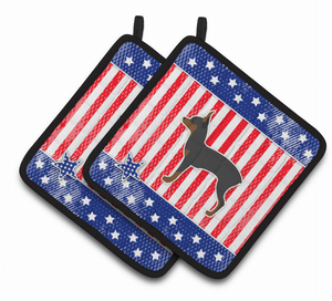 USA Patriotic Dog Art Pair of Pot Holders - 638508523709