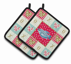Fish & Marine XOXO on Pair of Pot Holders - 194030140987