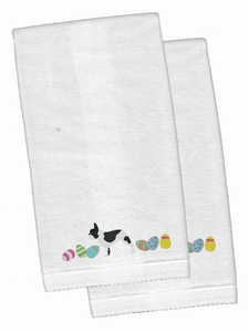 Easter Dog Design White Embroidered Plush Hand Towel Set of 2 - 652259232765