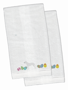 Easter Dog Design White Embroidered Plush Hand Towel Set of 2 - 652259232680