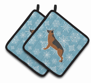 Snowflake and Dog Art Pair of Pot Holders - 638508525079
