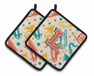 Monogram Retro Pair of Pot Holders - 638508386021