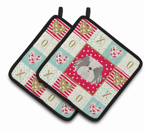 Dog Portrait XOXO on Pair of Pot Holders - 194030123744