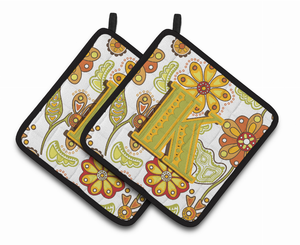 Monogram Floral Pair of Pot Holders - 638508386533