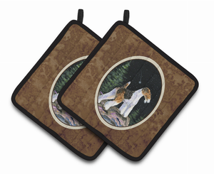 Starry Night Fox Terrier Pair of Pot Holders - 638508361257