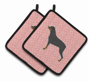 Dog Checkerboard Design Pair of Pot Holders - 638508526496