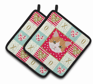 Cat Portrait XOXO on Pair of Pot Holders - 194030118689