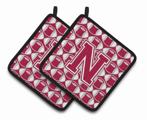Monogram Football Pair of Pot Holders - 638508400260