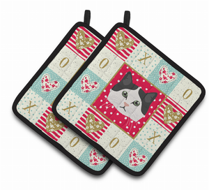 Cat Portrait XOXO on Pair of Pot Holders - 194030119044