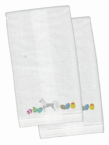 Easter Dog Design White Embroidered Plush Hand Towel Set of 2 - 652259232598