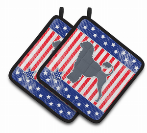 USA Patriotic Dog Art Pair of Pot Holders - 638508524515