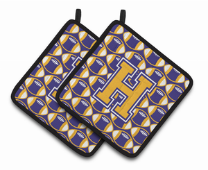 Monogram Football Pair of Pot Holders - 638508399946
