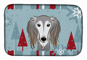 Winter Holiday Dog on Dish Drying Mat - 652259249626