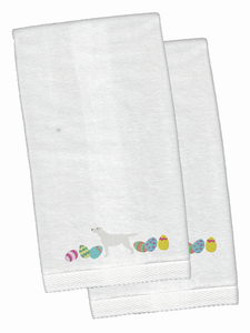 Easter Dog Design White Embroidered Plush Hand Towel Set of 2 - 652259233281