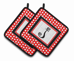 Monogram Polkadots Pair of Pot Holders - 638508380173