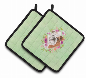 Dogs and Flowers Pair of Pot Holders - 194030080412