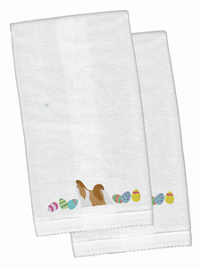 Easter Dog Design White Embroidered Plush Hand Towel Set of 2 - 652259233205