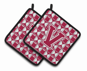 Monogram Football Pair of Pot Holders - 638508400345