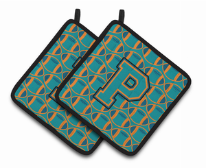 Monogram Football Pair of Pot Holders - 638508399762