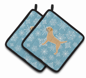 Snowflake and Dog Art Pair of Pot Holders - 638508524720