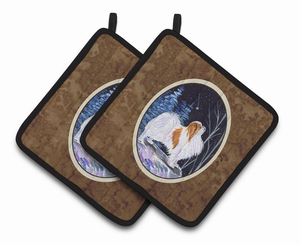 Starry Night Japanese Chin Pair of Pot Holders - 638508380180