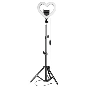 SC-2330RGB 10-Inch PRO Live Stream RGB LED Heart Ring Light with Floor Stand - 639131223301 SC-2330RGB 10-Inch PRO Live Stream RGB LED Heart Ring Light with Floor Stand - 639131223301