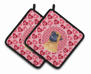 Dog Valentine's Day Portrait Pair of Pot Holders - 638508407849