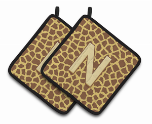 Monogram Animal Print Pair of Pot Holders - 638508364838