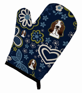Blue Flowers Dog Art Oven Mitt - 638508607669