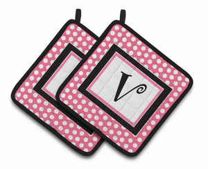 Monogram Polkadots Pair of Pot Holders - 638508377203