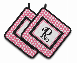 Monogram Polkadots Pair of Pot Holders - 638508377135
