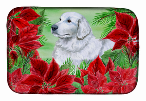Poinsettias Dog on Dish Drying Mat - 652259252510