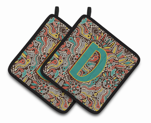 Monogram Retro Pair of Pot Holders - 638508385161