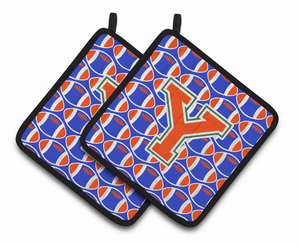 Monogram Football Pair of Pot Holders - 638508394132