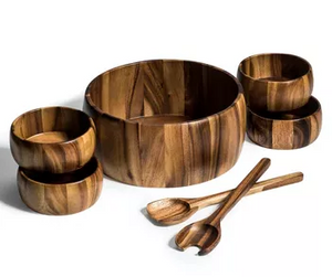 7 Piece - X-Large Salad Bowl with Servers and 4 Individuals - 850005022282