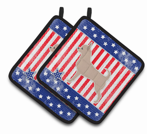 USA Patriotic Dog Art Pair of Pot Holders - 638508524331