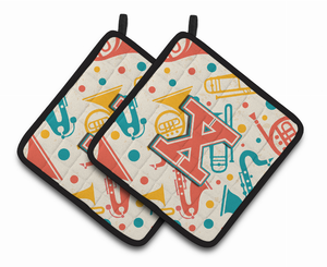Monogram Retro Pair of Pot Holders - 638508386144
