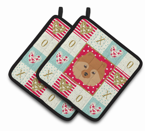 Dog Portrait XOXO on Pair of Pot Holders - 194030123522