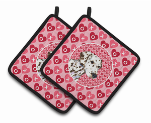 Dog Valentine's Day Portrait Pair of Pot Holders - 638508407344