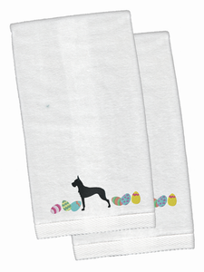 Easter Dog Design White Embroidered Plush Hand Towel Set of 2 - 652259232833