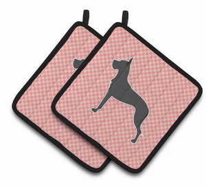 Dog Checkerboard Design Pair of Pot Holders - 638508526588