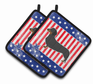 USA Patriotic Dog Art Pair of Pot Holders - 638508523655