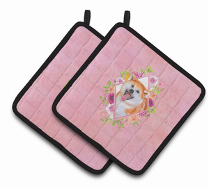 Dogs and Flowers Pair of Pot Holders - 194030077528
