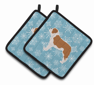 Snowflake and Dog Art Pair of Pot Holders - 638508525598