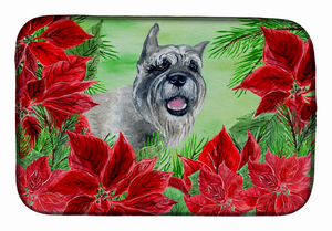 Poinsettias Dog on Dish Drying Mat - 652259252381