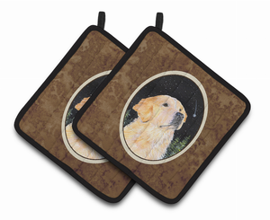 Starry Night Golden Retriever Pair of Pot Holders - 638508360960