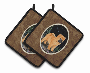 Starry Night Chow Chow Pair of Pot Holders - 638508361066